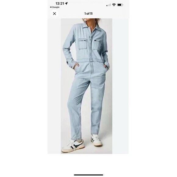 LEE Womens Vintage Modern Union Alls Denim Coveralls Jumpsuit Light Wash XS F1